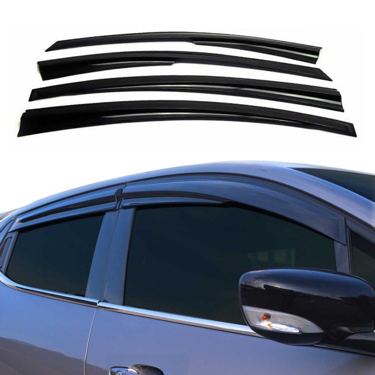 Mercedes W211 Wind Deflector - Omac - Acrylic 4 Pcs - Black - '02-'09 Mercedes W211 Wind Deflector - Omac - Acrylic 4 Pcs - Black - '02-'09